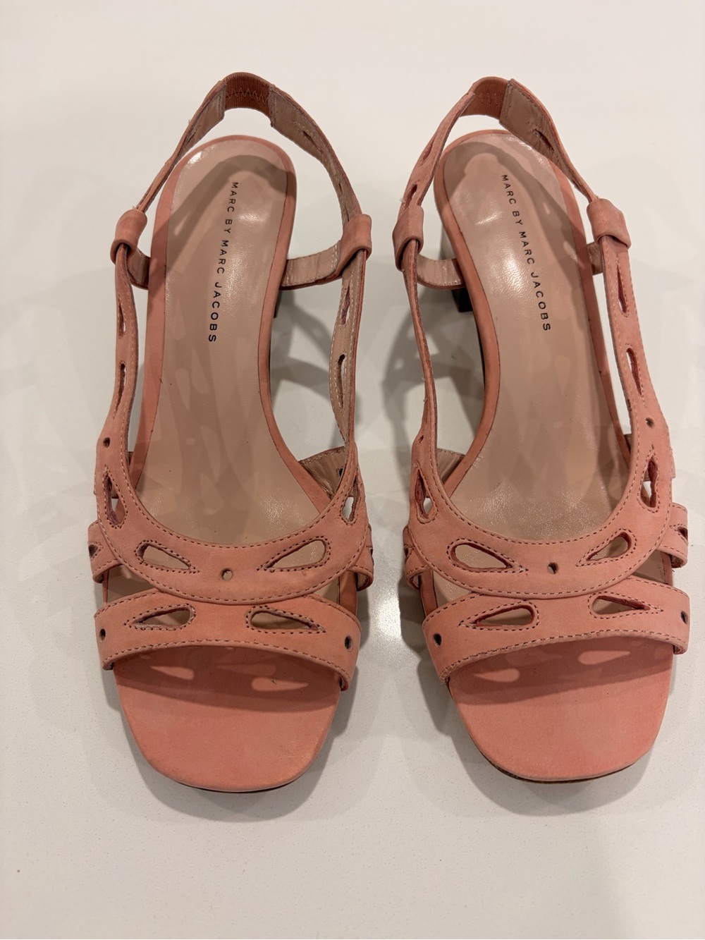 Marc by Marc Jacobs Coral Pink Suede Cutout Slingback Heels